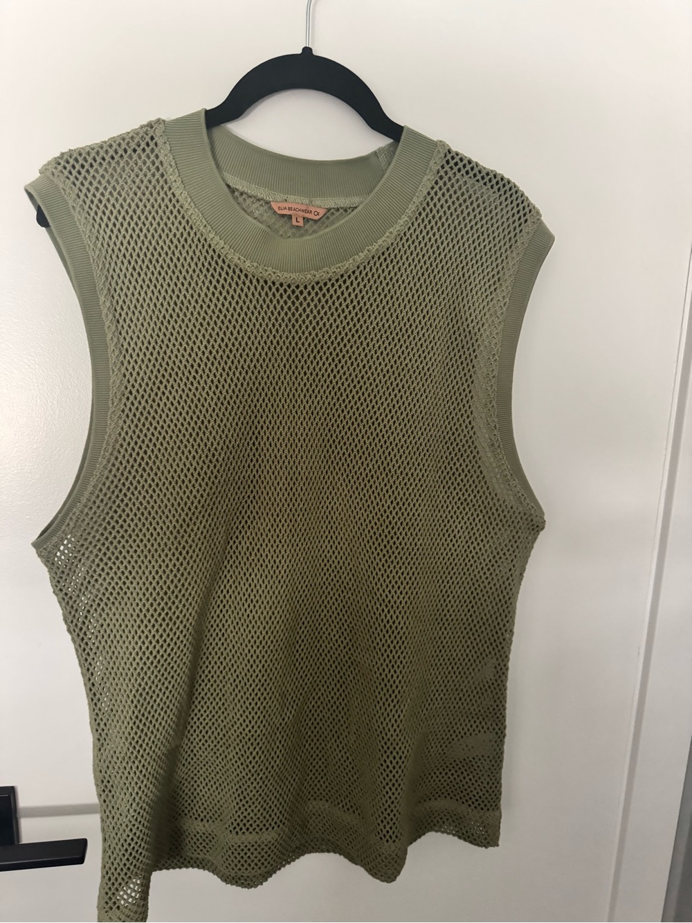 Mesh Sleeveless Top - Olive Green Elia Beach
